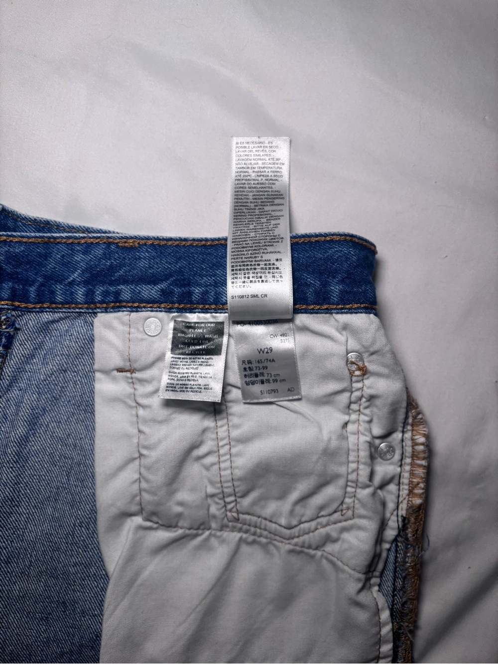 Levi's Dark Blue Denim Frayed Cutoff Shorts - Picture 6 of 7